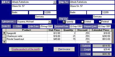 Database Order Form